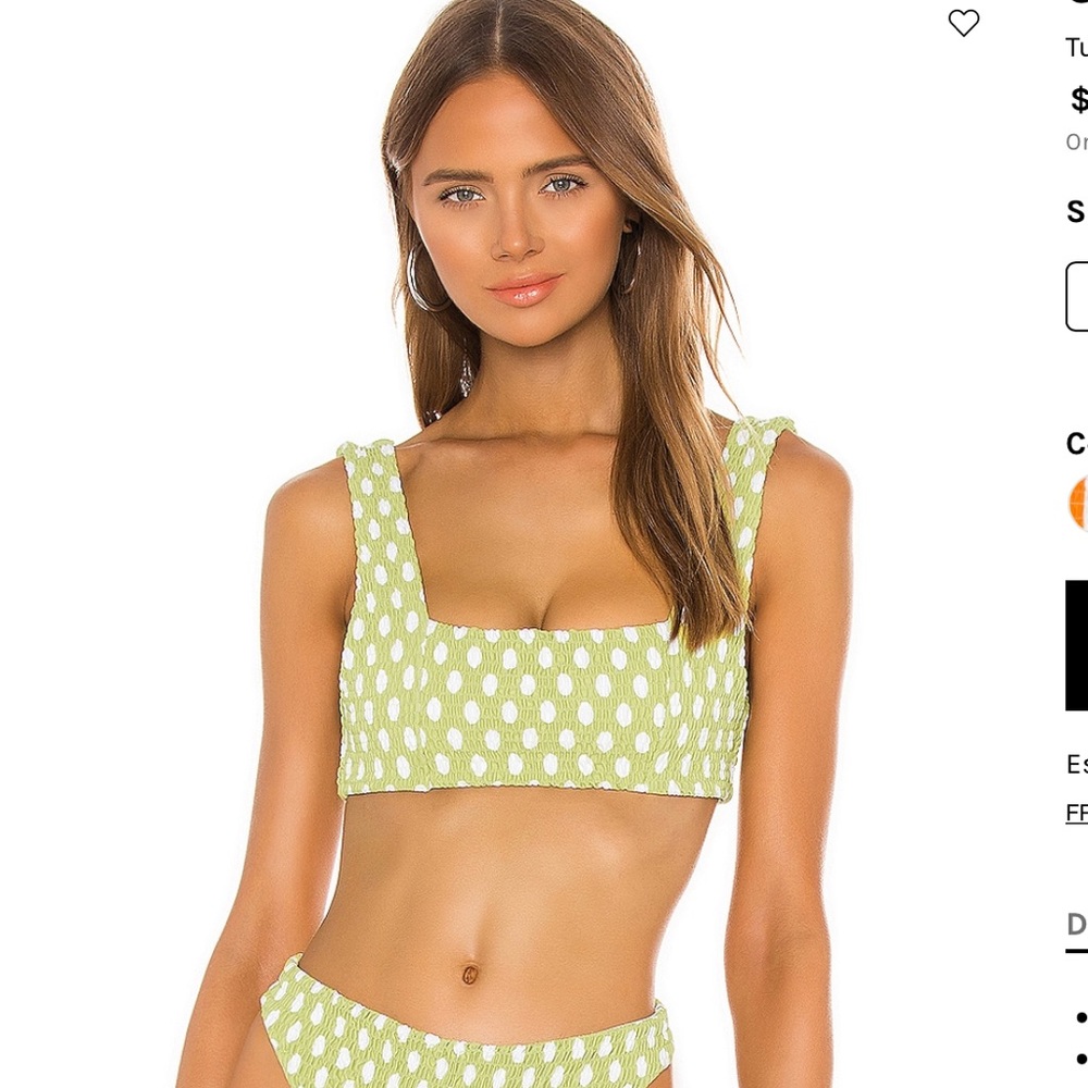 Sammie Top Tularosa Chartreuse Dot bikini top Size Small